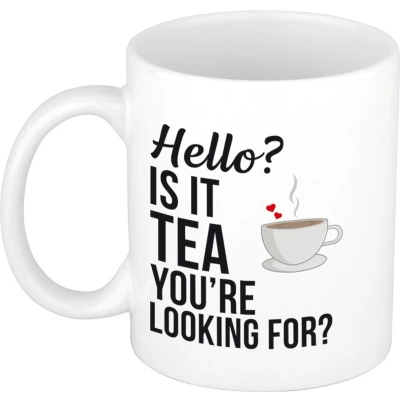 Afbeelding van Hello Is it tea you&quot;;re looking for cadeau koffiemok / theebeker wit 300 ml feest mokken