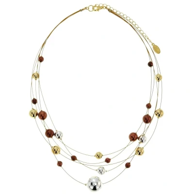 Afbeelding van Behave Goud kleurige ketting met bruine parels