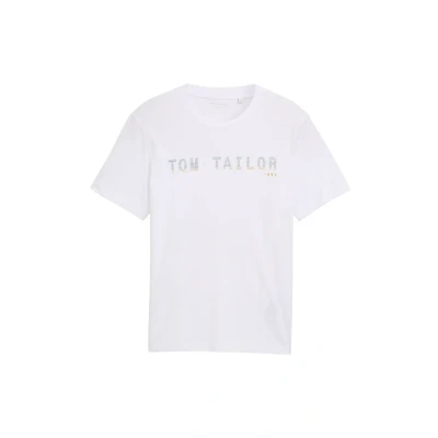 Afbeelding van TOM Tailor MIT LOGO Tshirt print, Heren, Maat: Small, White