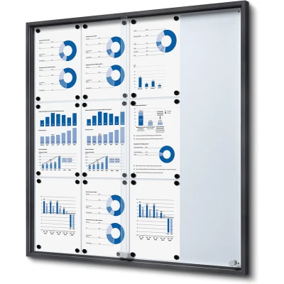 Afbeelding van Vergrendelbaar Notitiebord met Schuifdeuren Slim 12x A4 Antraciet Syna SCSLG12XA4C7016JS Horeca &amp; Professioneel