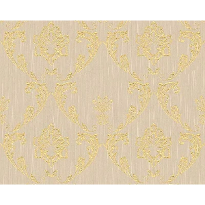 Afbeelding van Architects Paper textielbehang metallic zijde behang met ornamenten barok 10,05 m x 0,53 beige Made in Germany 306582 30658 2