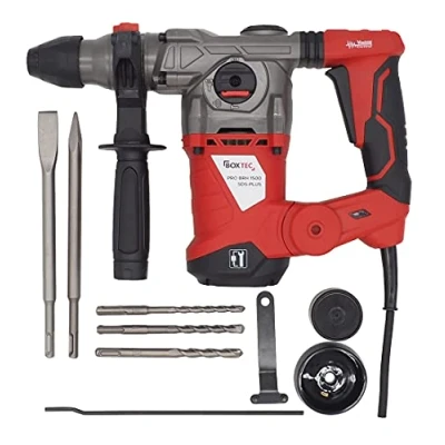 Afbeelding van BOXTEC Boorhamer SDS PLUS 1500W anti vibratiegreep en diepteaanslag incl. koffer 3 boren 2 beitels, categorie: 1500 W set nieuw model
