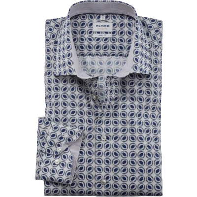 Afbeelding van OLYMP Level Five Body Fit Overhemd blauw/olijf, Motief