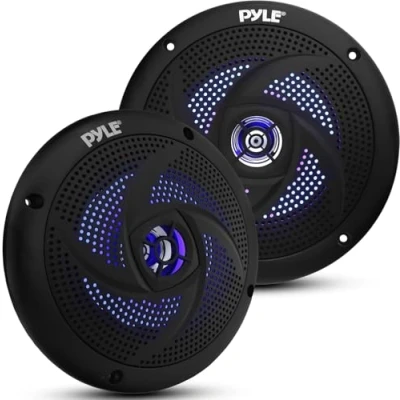 Afbeelding van Pyle Marine Luidsprekers 2 Weg Waterdichte Speakers Weerbestendige Buitenluidsprekers met LED Verlichting voor Boten 180 Watt 1 Paar Zwart