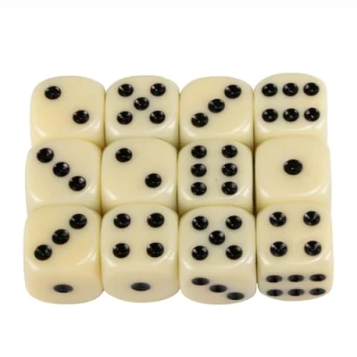 Afbeelding van GICO 12 standaard speeldobbelstenen, wit, oogkubus, 16 mm, van pvc, 5955