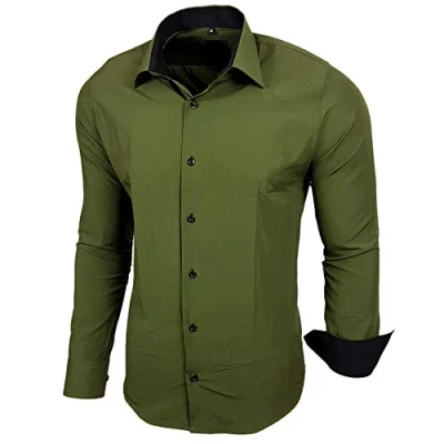 Afbeelding van Baxboy B 444 Overhemd, voor heren, slimfit, gemakkelijk te strijken, lange mouwen, kaki, M