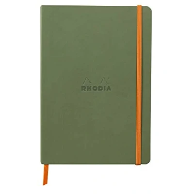 Afbeelding van RHODIA 117440C Sage Soft Notebook A5 Dotted Dot 160 pagina&#039;s Ivory Clairefontaine Paper 90 g/m Bladwijzer, Elastische sluiting Faux Leather Cover Rhodiarama Collection