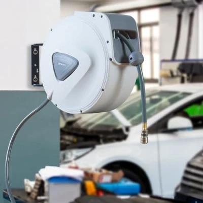 Afbeelding van Persluchtslang met haspel Nassau wit en grijs 30+2 m pro.tec