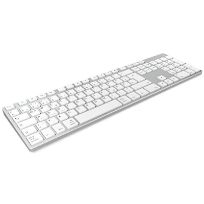 Afbeelding van Keysonic 60395 draadloos bluetooth toetsenbord van aluminium voor Mac, Windows, Android, tablet en PC, accu, multi channel, zilver/wit
