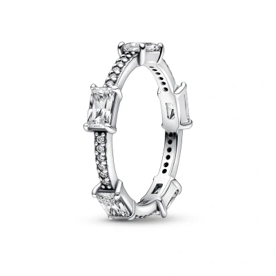 Afbeelding van Pandora 192397C01 Ring Sparkling Rectangular Bars zilver zirconia wit