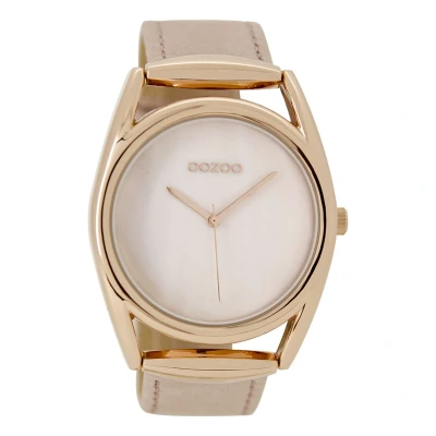 Afbeelding van OOZOO Timepieces Rosé goudkleurige horloge met poeder roze leren band C9166