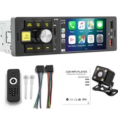 Afbeelding van WEPARTICULAR Bluetooth Auto Stereo 1 DIN Autoradio Multimedia Video Speler 4.1 inch Touchscreen Spiegel Link AUX Hoofd Unit met Achteruitrijcamera