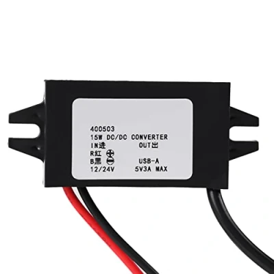 Afbeelding van DC Buck Adapter 12V/24V naar USB 5V 3A Converter Regulator Kabel