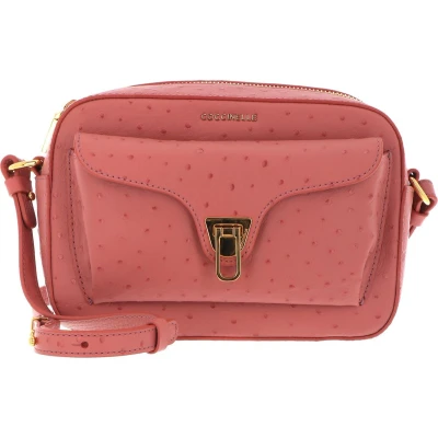 Afbeelding van COCCINELLE Leren Schoudertas Beat Ostrich Camera Bag Camelia Roze