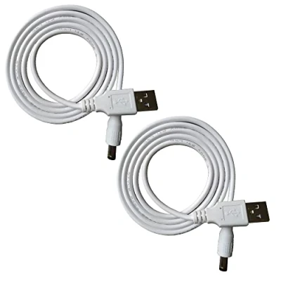 Afbeelding van DZYDZR 2 stuks 5 V USB naar DC stroomkabel A 2,5 mm/5,5 mm adapterkabel 1 m wit