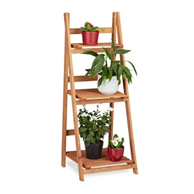 Afbeelding van relaxdays plantenrek L trapvormig hout plantentrap plantenstandaard binnen