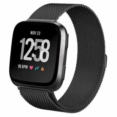 Afbeelding van Fitbit Versa 1 / 2 &amp; Lite milanese bandje Maat: Large Zwart