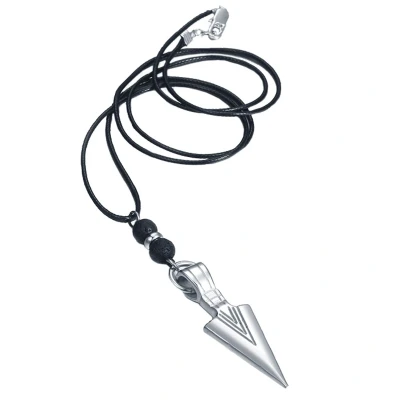Afbeelding van Heren ketting Waxkoord Viking Arrow kettinghanger Zilverkleurig Mendes 75cm