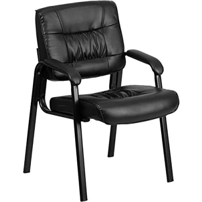 Afbeelding van Flash Furniture bureaustoel met middelhoge rugleuning, gevoerde armleuningen en ledersoft materiaal, ideaal voor thuiskantoor of kantoor, bruin/zwart