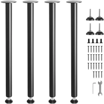 Afbeelding van VEVOR 762 mm verstelbare bureaupoten, versterkte stalen kantoortafel meubelpoten set van 4 voor doe het zelf, 544,3 kg belastbaarheid zware snelle installatie poten met