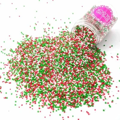 Afbeelding van Strooisel Kerstmis Just Pure Santa 90 g wit roze rood groen STRUUSEL GLUK Kerststrooisel suikerstrooisel sprinkles taartdecoratie koekjes versieren taartstrooisel