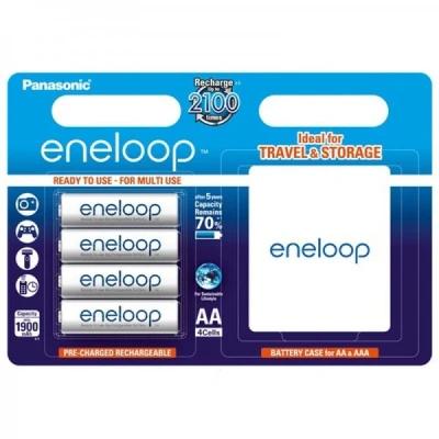 Afbeelding van Panasonic eneloop batterij AA 4 pack blister BK 3MCCEC4BE + beschermende doos