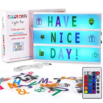 Afbeelding van Frasheng Light Box roze A4, led lichtbox met letters, A4 lichtkast kleurverandering, lichtbord, incl. 192 letters en emoji&#039;s, afstandsbediening dimmer, 1,5 m USB kabel, perfect decoratief