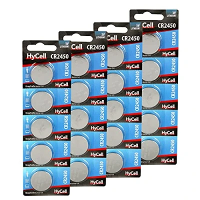 Afbeelding van HyCell Set van 20 knoopcelbatterijen CR2450 3 V eersteklas kwaliteit knoopcelbatterij voor dagelijks gebruik in apparaten zoals afstandsbedieningen, autosleutels, rekenmachines, weegschalen, enz.