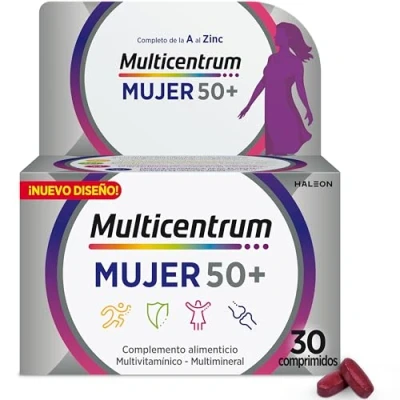 Afbeelding van Multicentrum Dames 50+ Multivitamine en Multiminerale Supplementen voor Vrouwen 50+, met Magnesium, Vitamine C Zink, Postmenopauze, Glutenvrij, 30 Tabletten