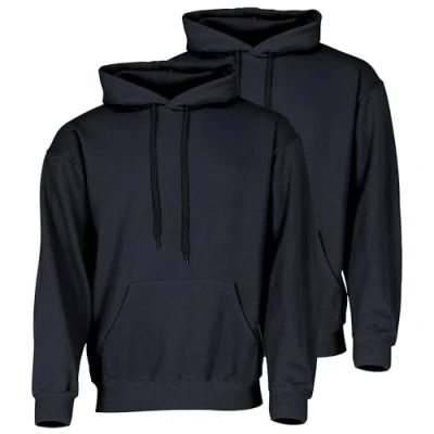 Afbeelding van Fruit of the Loom Dubbelpak Classic Hoodie voor heren, verpakking van 2 stuks + gratis Myshirt stoffen zak, Deep Navy sporttas, 5XL