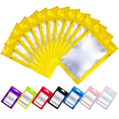 Afbeelding van Rimiko 100st Hersluitbare Mylar Zak, Ritssluiting Plastic Zakjes voor Voedsel, Rits Aluminiumfolie Zakken met Doorzichtig Venster, Ziplock Kleurverpakking (Goud, 9 x 16 cm)
