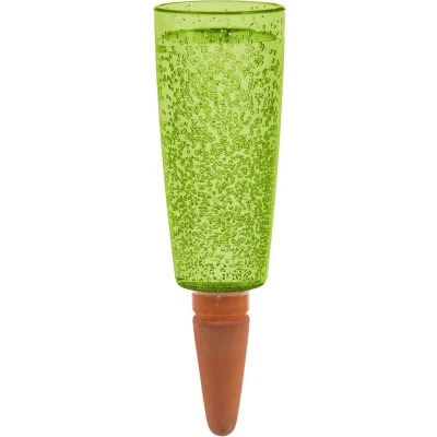 Afbeelding van Scheurich Waterdispenser Copa XL 3X Groen 500 ml capaciteit Kleine gieter met kleibodem planten en bloemen terracotta stengel