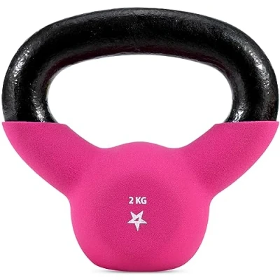 Afbeelding van Yes4All DLKP Neopreen gecoate Kettlebell gewichten, krachttraining Kettlebells 2 kg, roze