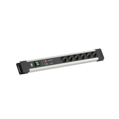 Afbeelding van BACHMANN CONNECTUS 6xCEE7/3, 1xGVS 1xSchalter 2,0m CEE7/7 Grau