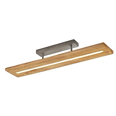 Afbeelding van TRIO, Plafondlamp, Brad incl. 1 x LED, SMD, 27,0 W, 3000 K, 3400 lumen. Lichaam: Natuurlijk hout, houtkleur L: 100,0 cm, L:20,0 H:16,7 Geheugenfunctie,