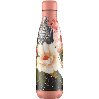 Afbeelding van Thermosfles Roze Zebra 500ml RVS Chilly&#039;s Tropical Edition 7 X 26 Cm Nice thingZ