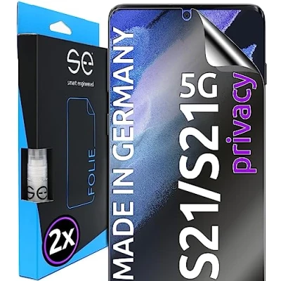 Afbeelding van S.E voor Samsung Galaxy S21 Beschermfolie Privacy privacyfolie 2 x folies in een SET uit Duitsland, Anti peep Folie Spy Folie, stofvrij en zonder luchtbellen,