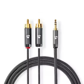 Afbeelding van Stereo Audiokabel 3,5 mm Male 2x RCA Gun Metal Grey Nedis
