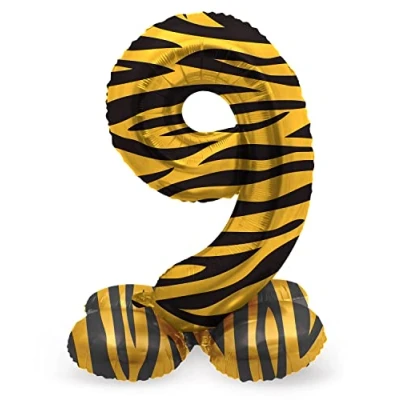 Afbeelding van Folat Staande folieballon Cijfer 9 Tiger Chic 72 cm