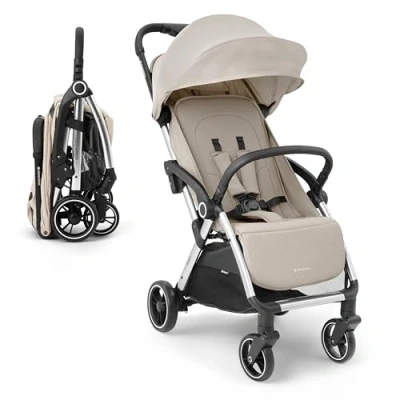 Afbeelding van KikkaBoo EDEN Buggy, kinderwagen tot 22 kg, automatisch vouwen, kantelpositie, ultralicht, compact, beige
