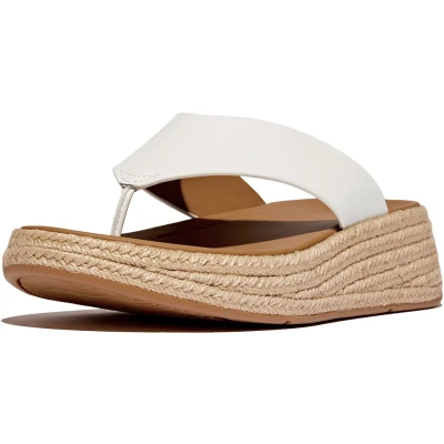 Afbeelding van FitFlop F Mode Espadrille Leather Flatform T/Post Sandals WIT Maat 40
