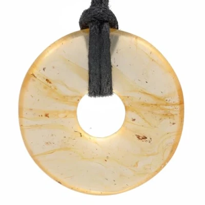 Afbeelding van Lebensquelle Plus Barnsteen edelsteen donut Ø 30 mm hanger, edelsteen, Kwarts