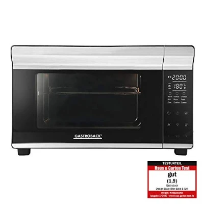 Afbeelding van GASTROBACK Design mini bakoven bak &amp; grill minioven met circulatie, 26 l, 5 functies bij 30 C 230 C, Cool Touch behuizing cm Ø pizzasteen, bakplaat, grillrooster en spies