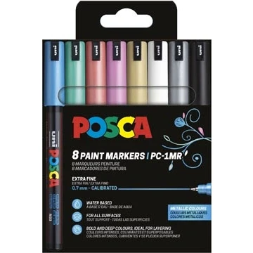Afbeelding van Uni POSCA paintmarker PC 1MC 8 stuks metallic kleuren