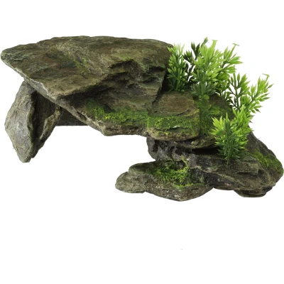 Afbeelding van Aqua Della Aquariumdecoratie Vissen Stone With Plants 28,5x16,5x10,5cm Grijs 1st