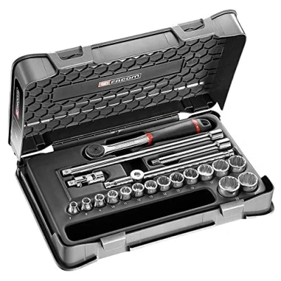 Afbeelding van FACOM J.161 3P12 Dopsleutelset 12 kant, metrisch, zwart, 3/8 inch, 20 delige set