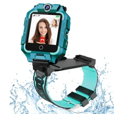 Afbeelding van 4G Kids Smart Horloge voor Jongens Meisjes, OKYUK 2022 Waterdichte Veilige Smartwatch, GPS Tracker Calling SOS Camera WiFi, Kinderen Studenten 4 10Y Verjaardag (Cyan T10)