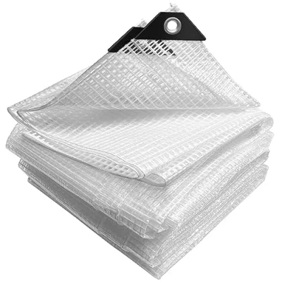Afbeelding van VOUNOT Dekzeil van polyethyleen, 180 g/m², waterdicht, extra zwaar en robuust, gecoat met aluminium ogen, waterdichte afdekking voor tuin, zwembad, 4 x 6 m, wit