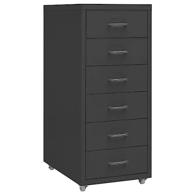 Afbeelding van vidaXL Ladeblok verrijdbaar 28x41x69 cm metaal antracietkleurig, ladenblok, ladeblok, verrijdbare ladekast, ladenblokken