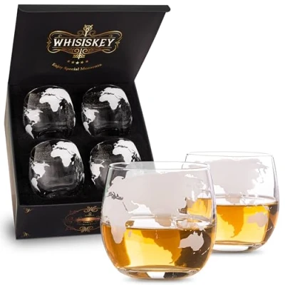 Afbeelding van Whisiskey Wereldbol Whiskey glazen 4 285 ml set Waterglazen Drinkglazen whisky glas